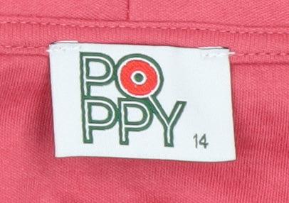 Womens UK Size 14 Poppy Pink Cardigan Jumper