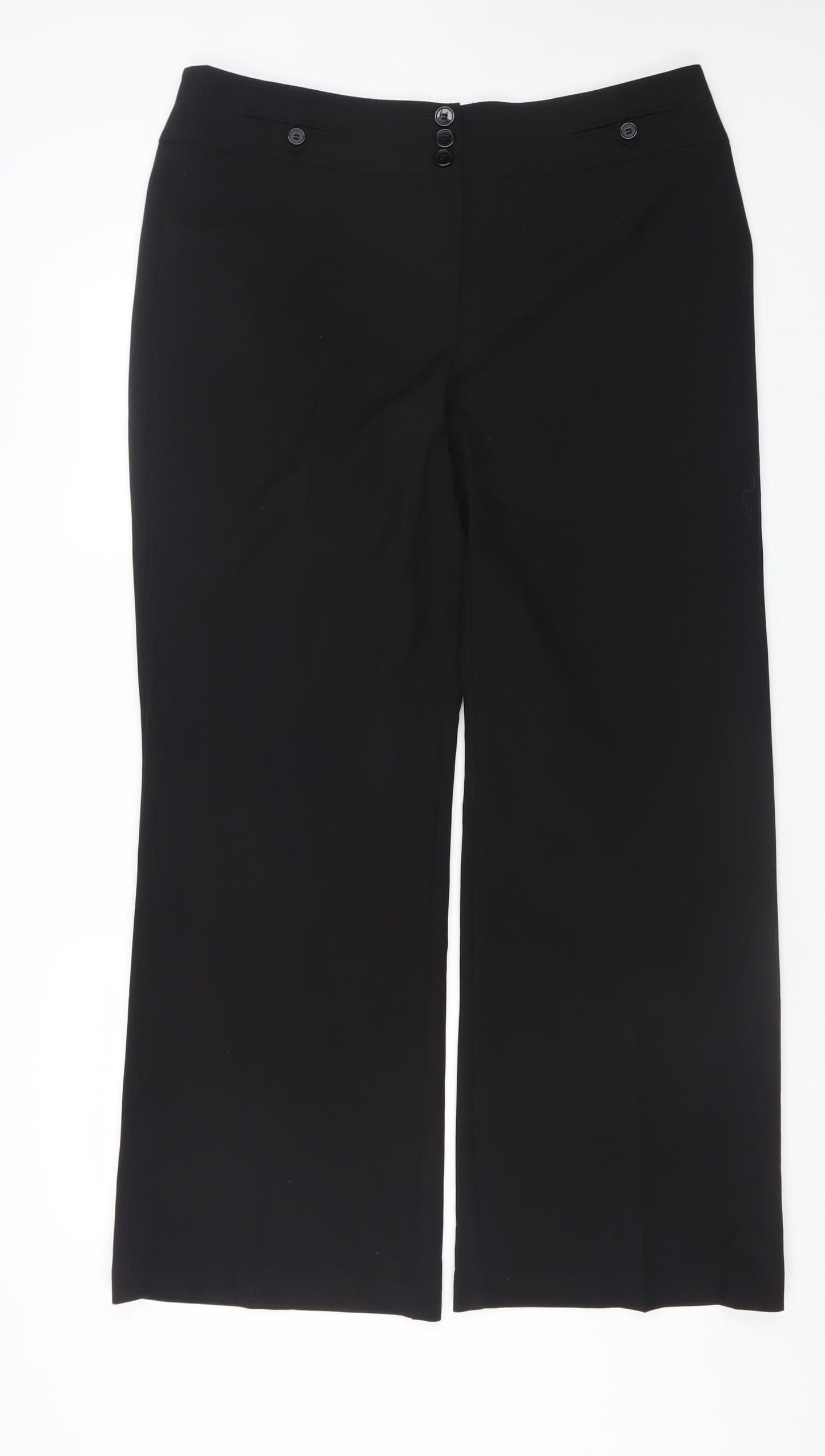 Womens UK Size 16 BHS Regular Fit Dress Pants Black Trousers