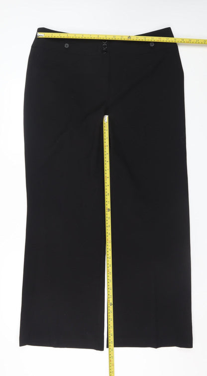 Womens UK Size 16 BHS Regular Fit Dress Pants Black Trousers