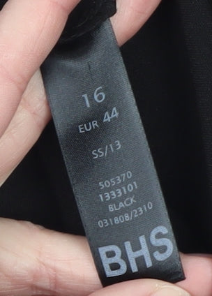 Womens UK Size 16 BHS Regular Fit Dress Pants Black Trousers
