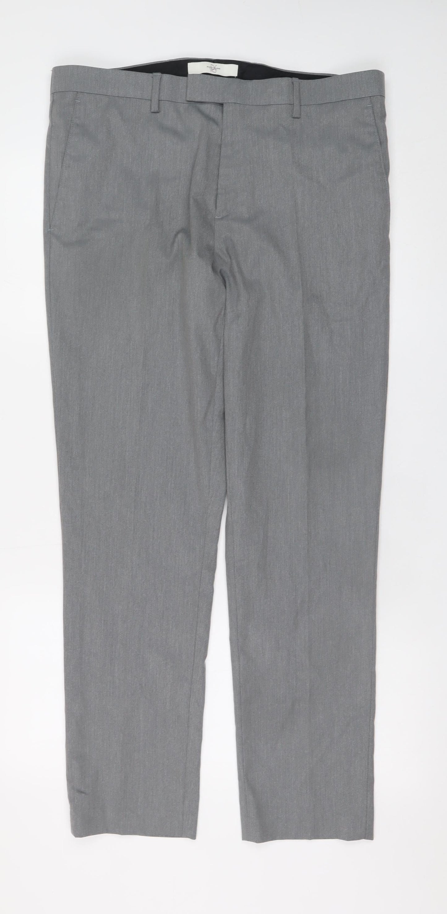 Mens UK Size 34R River Island Slim Fit Dress Pants Grey Trousers