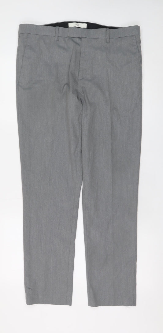 Mens UK Size 34R River Island Slim Fit Dress Pants Grey Trousers