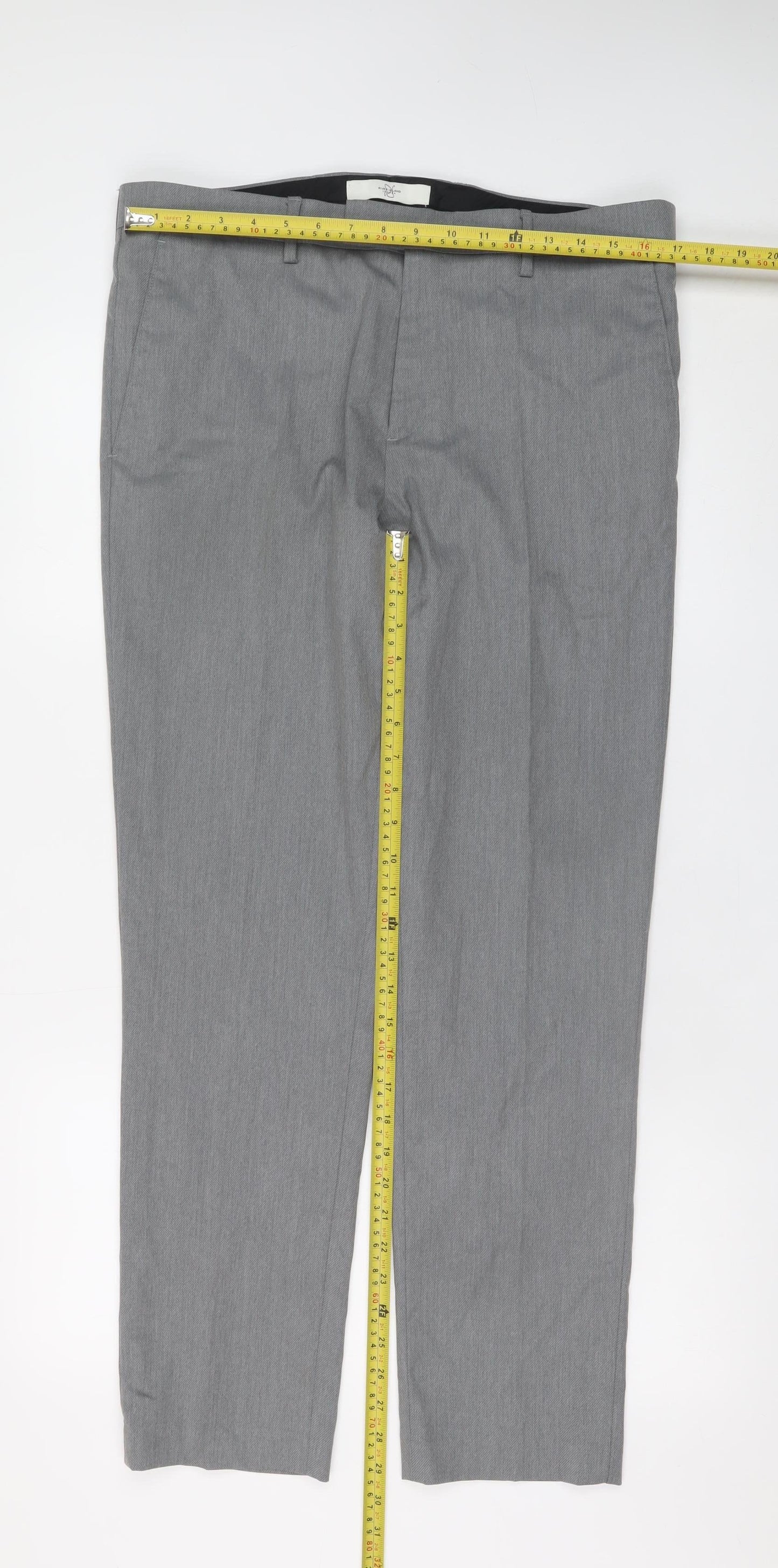 Mens UK Size 34R River Island Slim Fit Dress Pants Grey Trousers