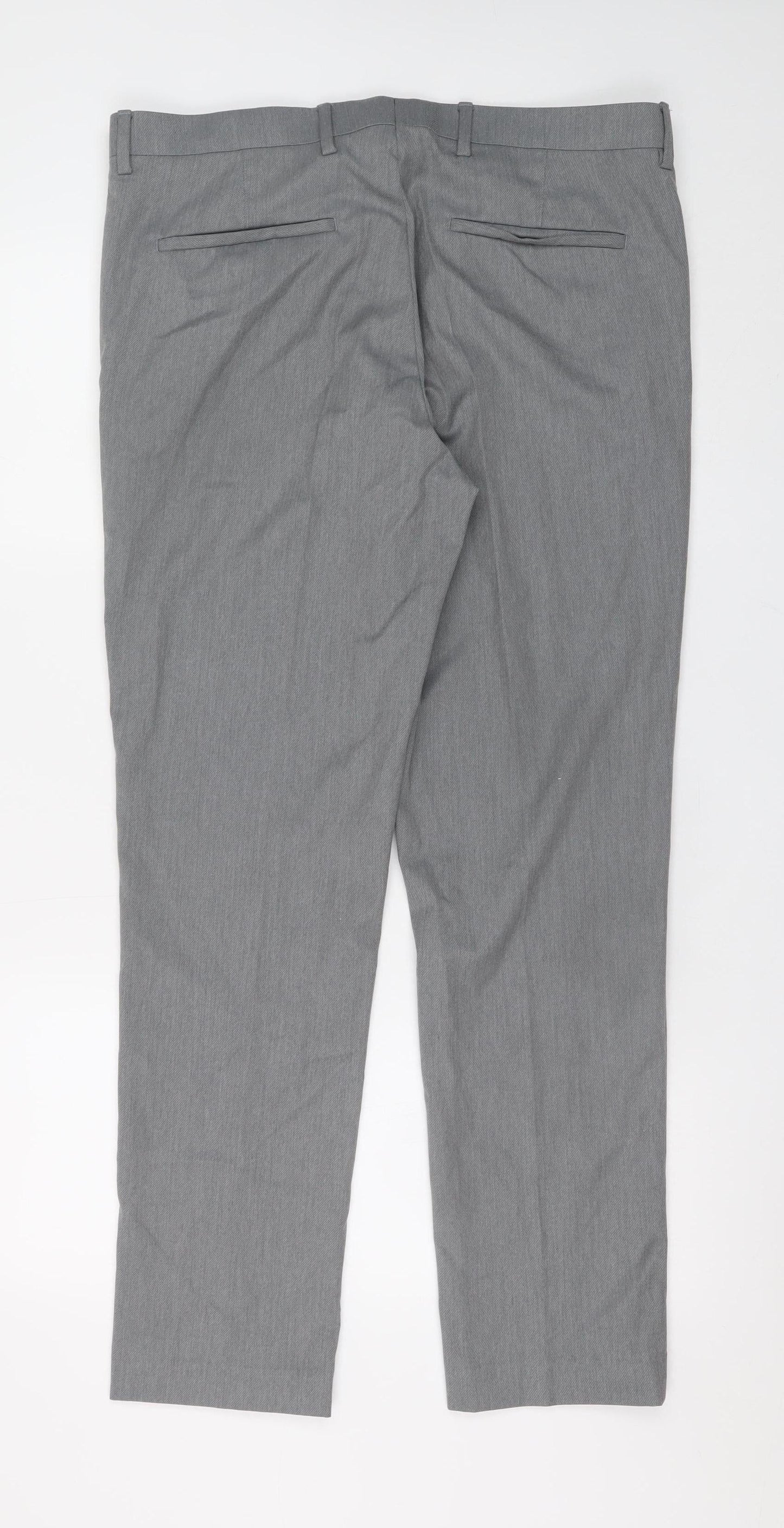 Mens UK Size 34R River Island Slim Fit Dress Pants Grey Trousers