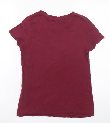 Womens UK Size M H&M Red Basic T-Shirt