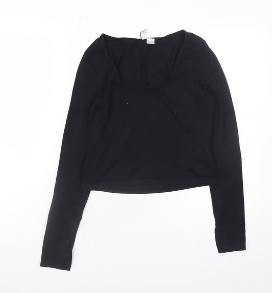 Womens UK Size 12 H&M Black Basic T-Shirt