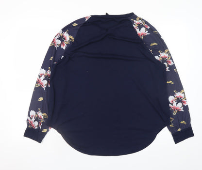 SHEIN Curve Women's Blue Floral Raglan Long Sleeve Tunic Blouse Size 18 Plus