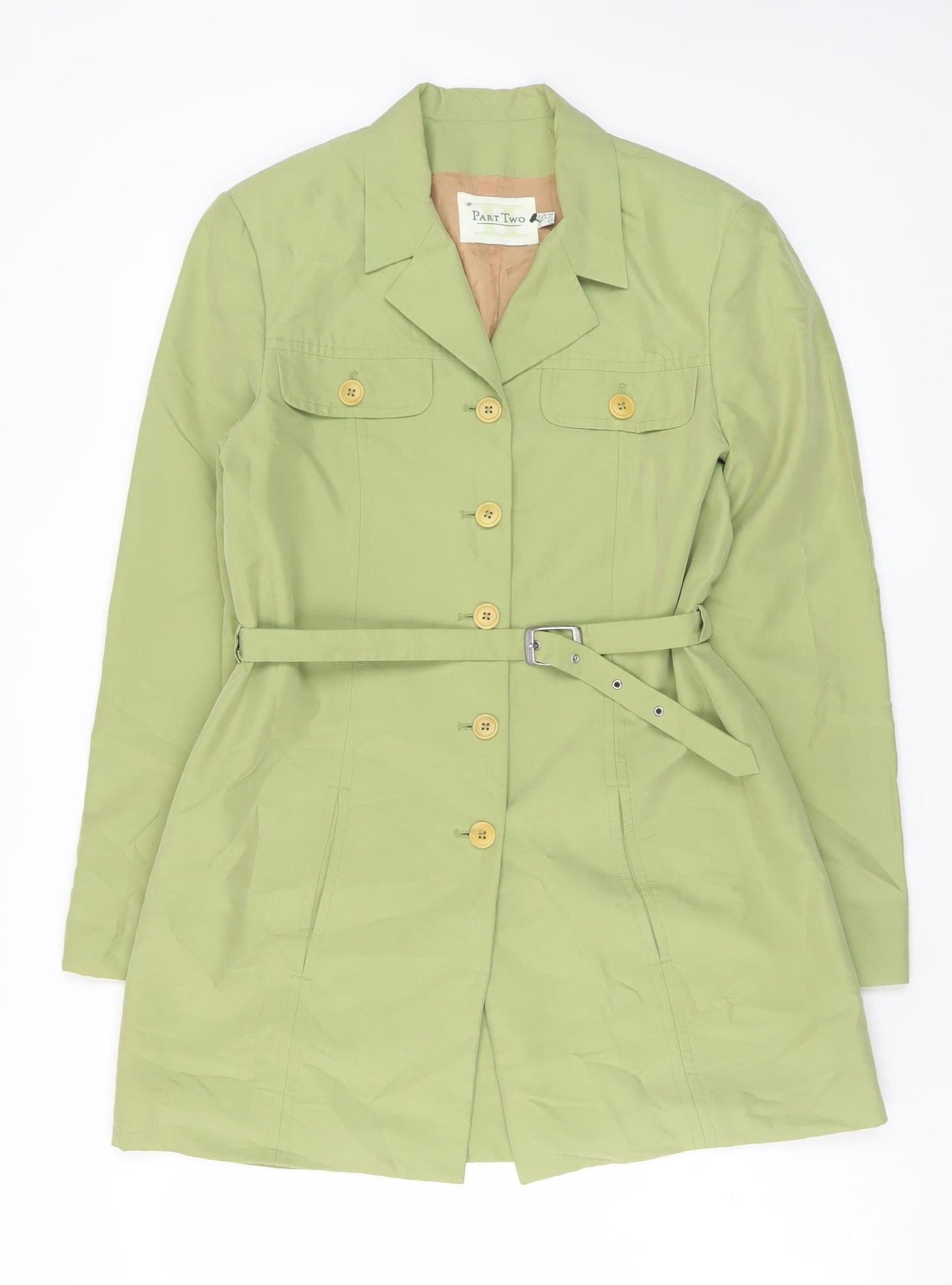 Womens UK Size 12 Part Two Green Trench Coat