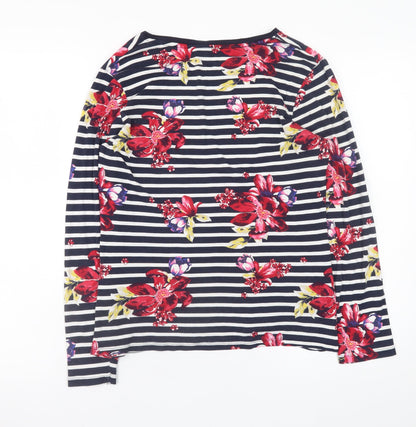 Tu Women Multicoloured Floral Stripe Cotton Long Sleeve T-Shirt Size 14