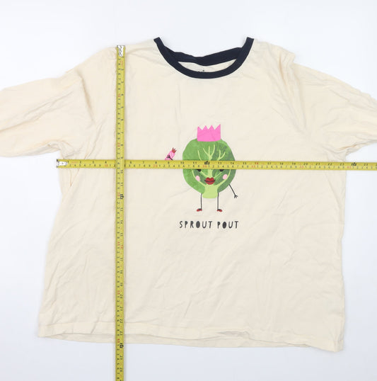 Womens UK Size XL Matalan Beige Ringer T-Shirt