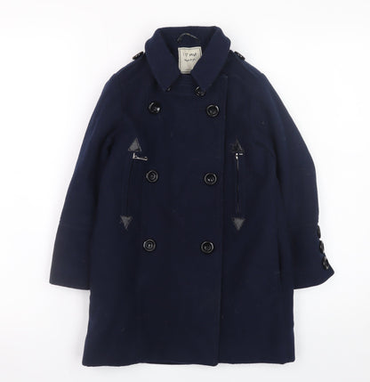 Next Girls Blue Double-Breasted Pea Coat Age 6 Years Lined Button-Up