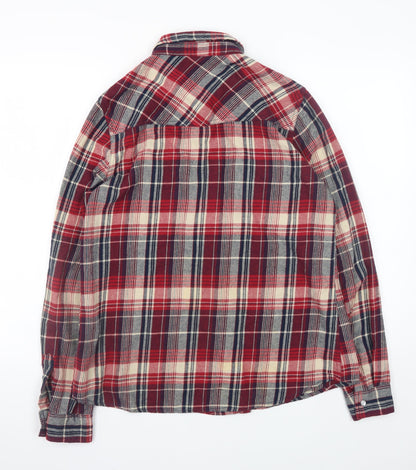 Vanilla Star Men's Red Plaid Cotton Flannel Long Sleeve Shirt Size L