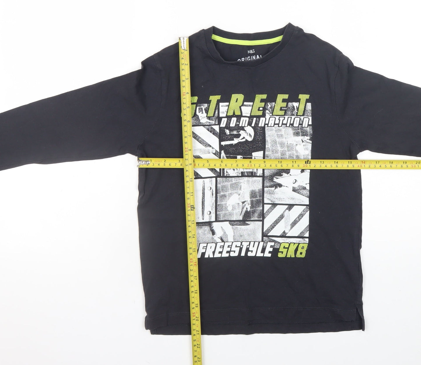 Boys UK Size 10-11 Years Marks and Spencer Black Basic T-Shirt