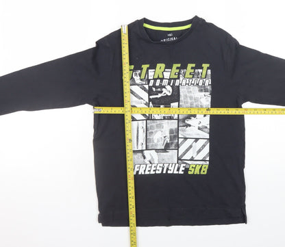 Boys UK Size 10-11 Years Marks and Spencer Black Basic T-Shirt