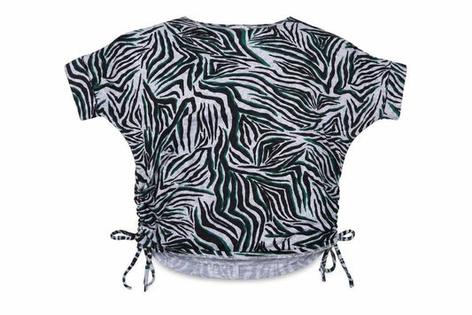 Apricot Womens Grey Zebra Print Dolman Sleeve Stretch Top Size 8