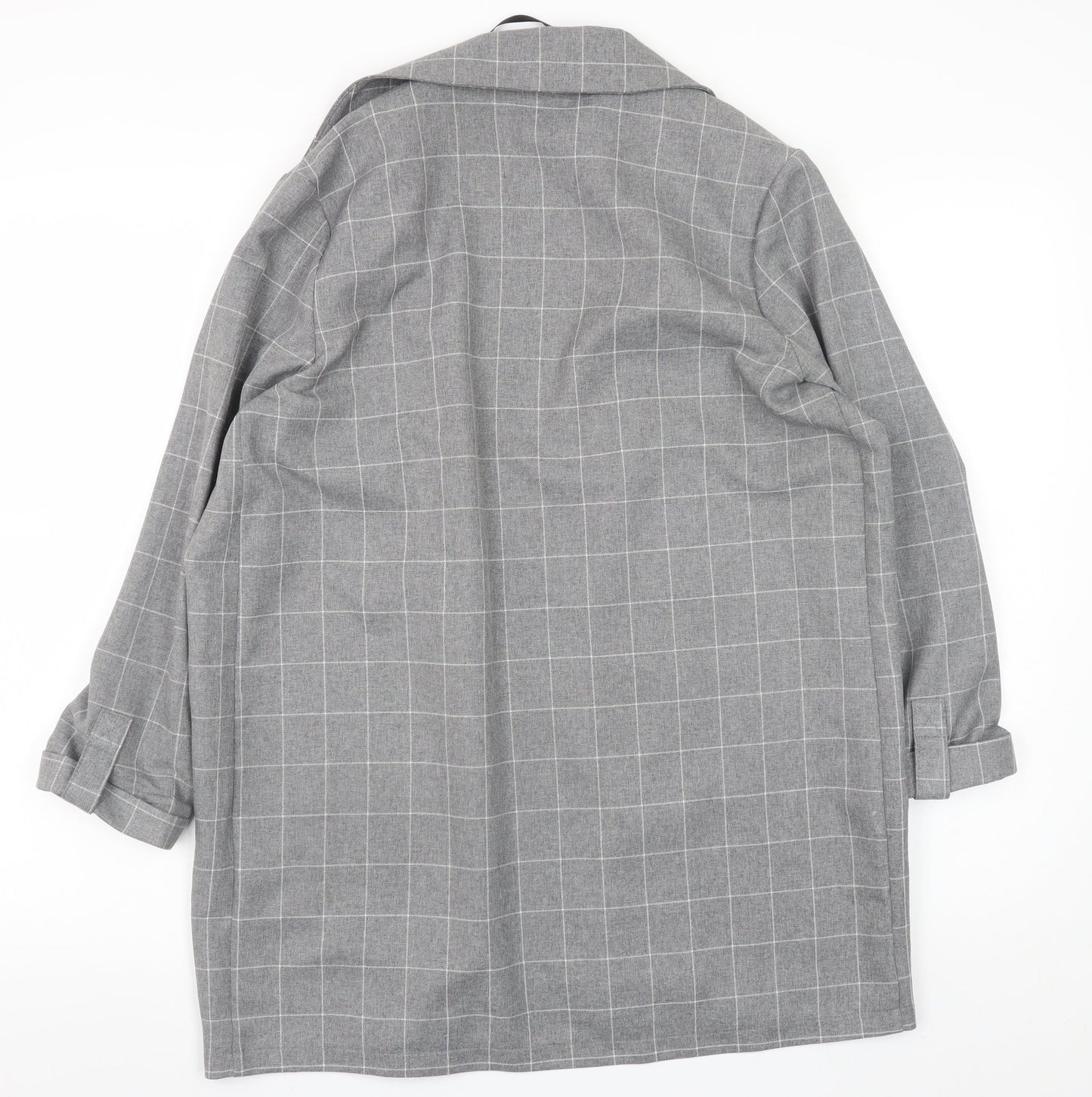 Primark Women's Grey Check Blazer Size 10 Regular Fit Mid-Length