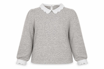 Womens UK Size L Faith and Joy Grey Basic Blouse