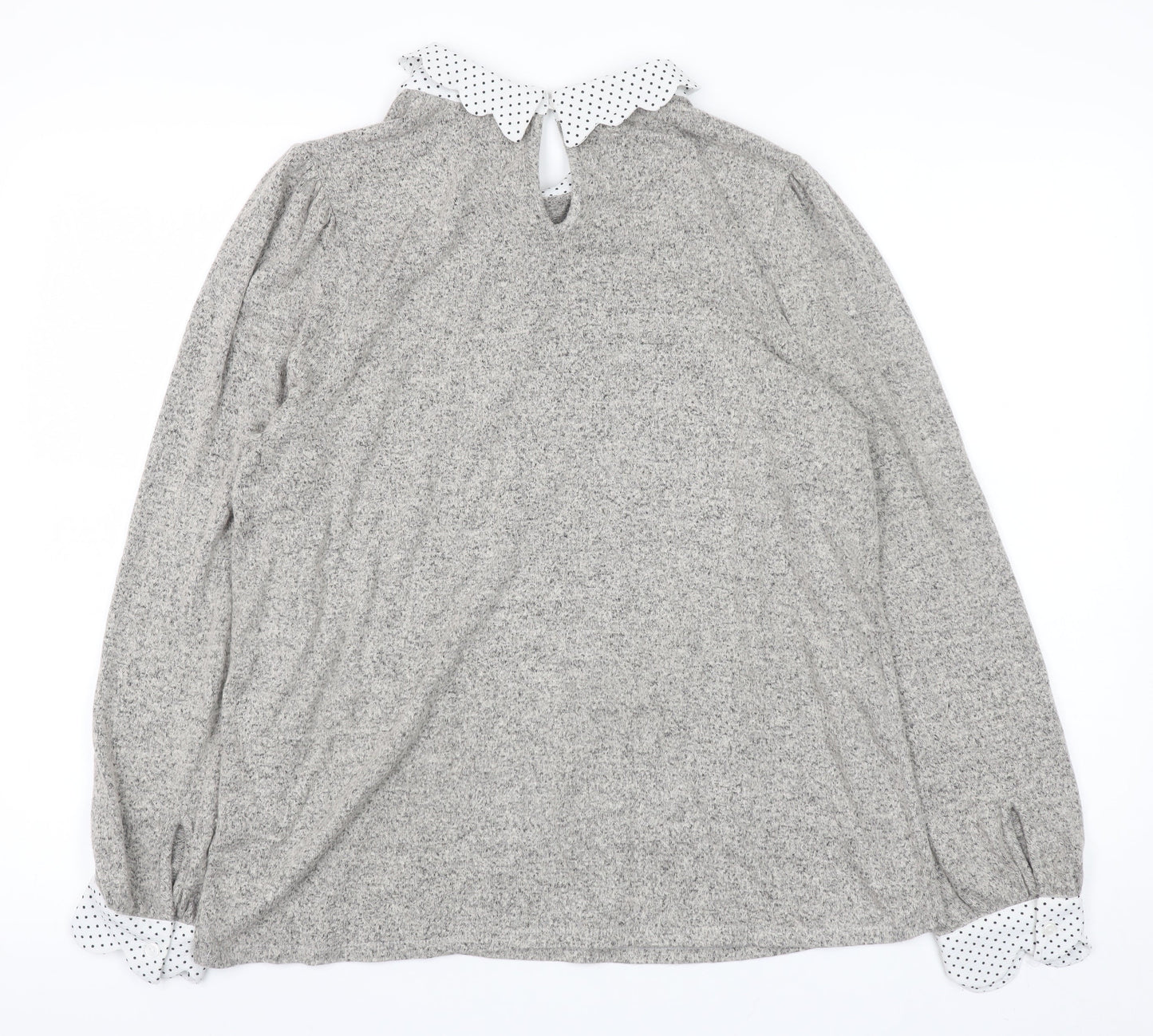 Womens UK Size L Faith and Joy Grey Basic Blouse