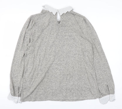 Womens UK Size L Faith and Joy Grey Basic Blouse