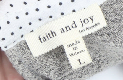 Womens UK Size L Faith and Joy Grey Basic Blouse