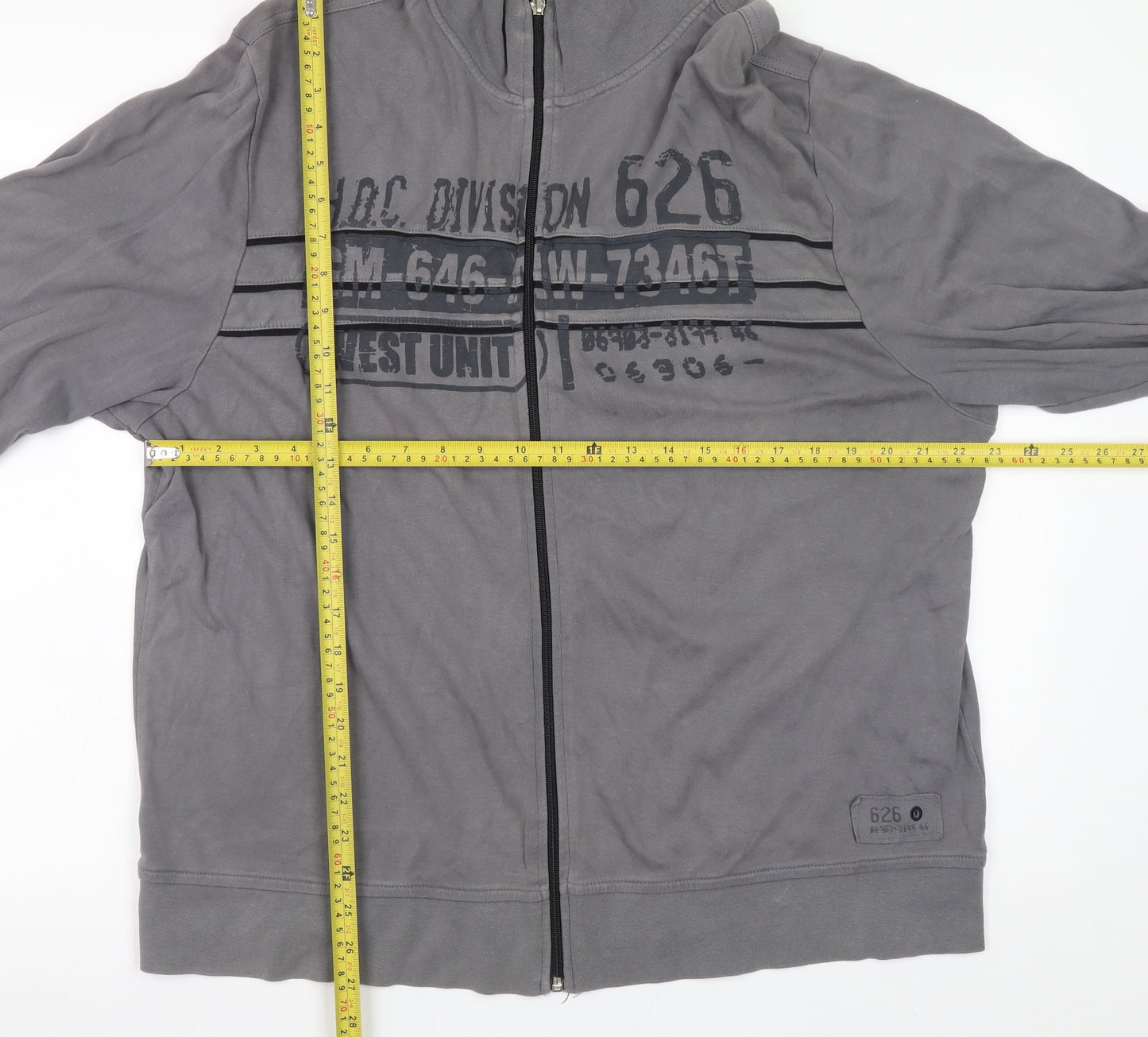Mens UK Size 2XL Easy Grey Full Zip Sweatshirt