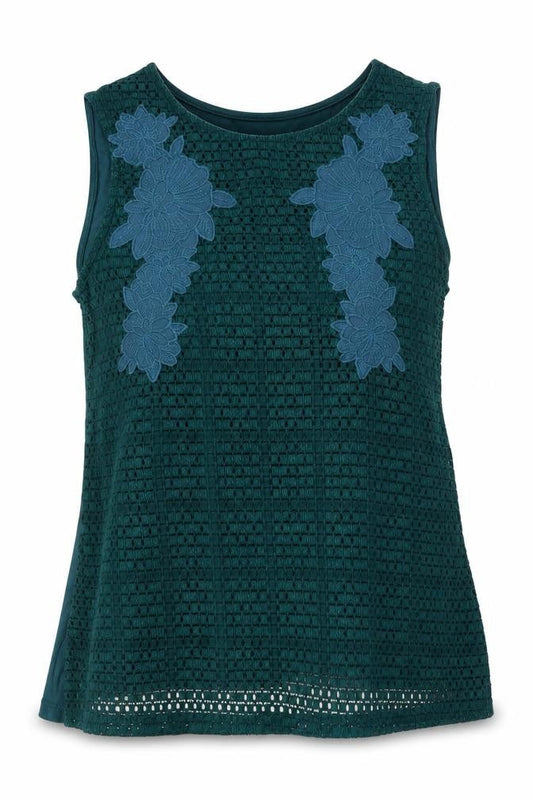 Dorothy Perkins Womens Green Sleeveless Lace Blouse UK 12