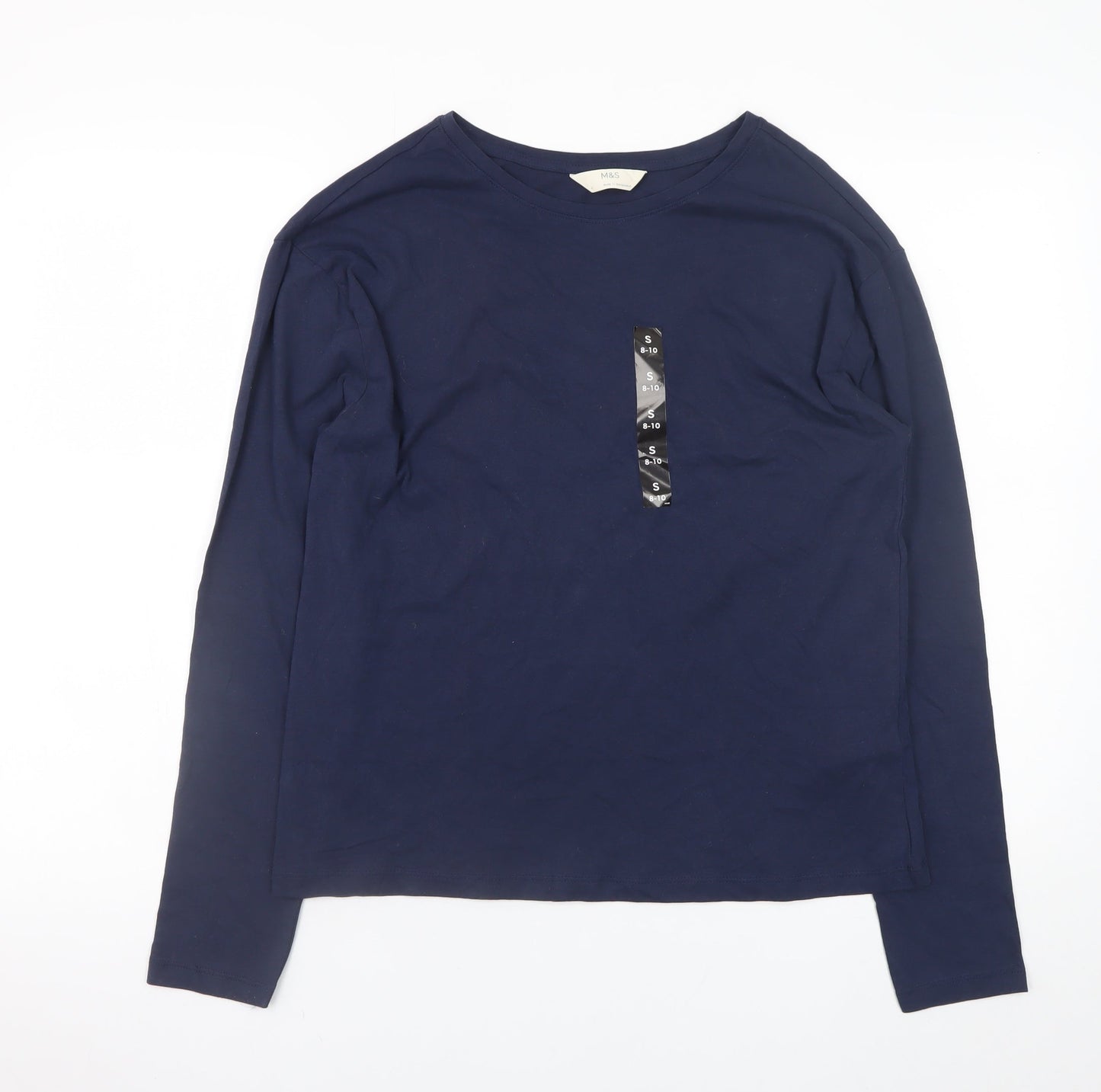 Marks and Spencer Women’s Blue Long Sleeve Cotton T-Shirt Small