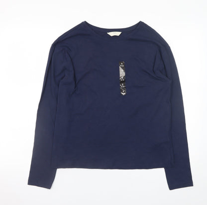 Marks and Spencer Women’s Blue Long Sleeve Cotton T-Shirt Small
