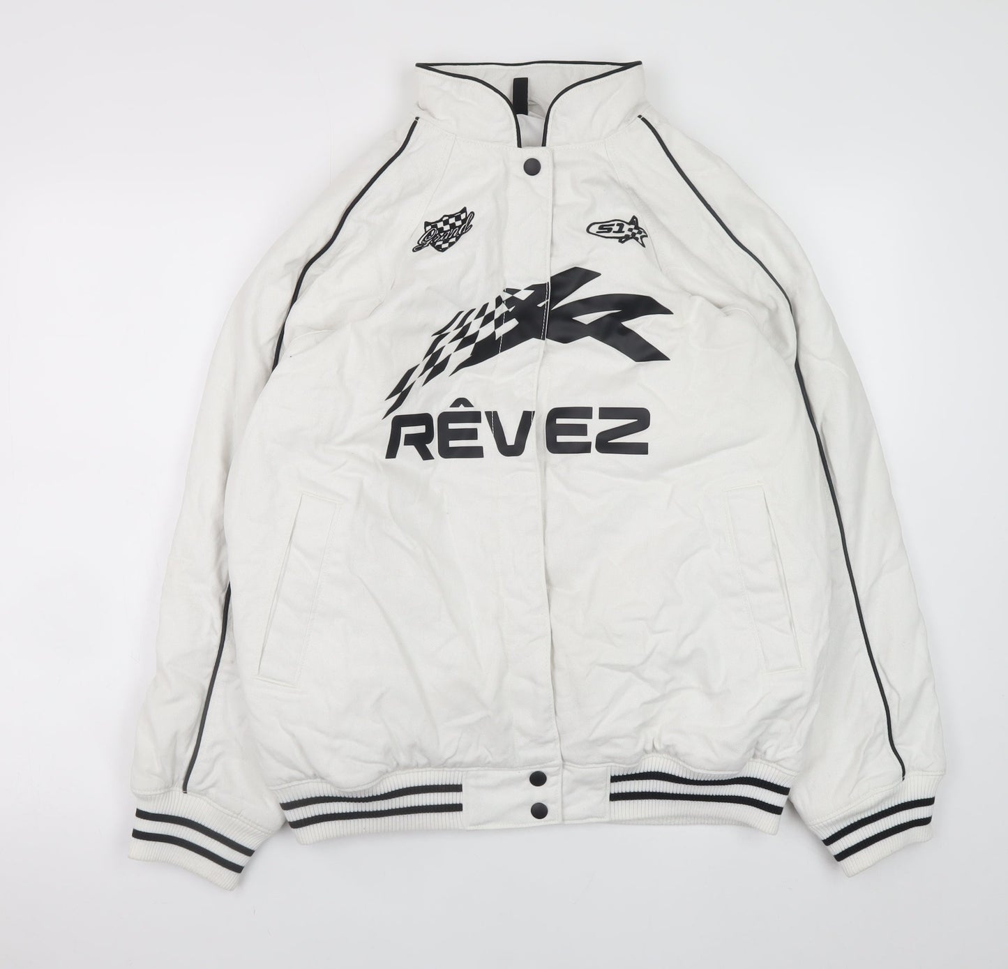 Mens UK Size XS H&M White Bomber Jacket