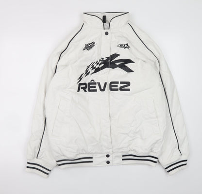 Mens UK Size XS H&M White Bomber Jacket