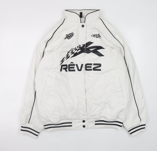 Mens UK Size XS H&M White Bomber Jacket