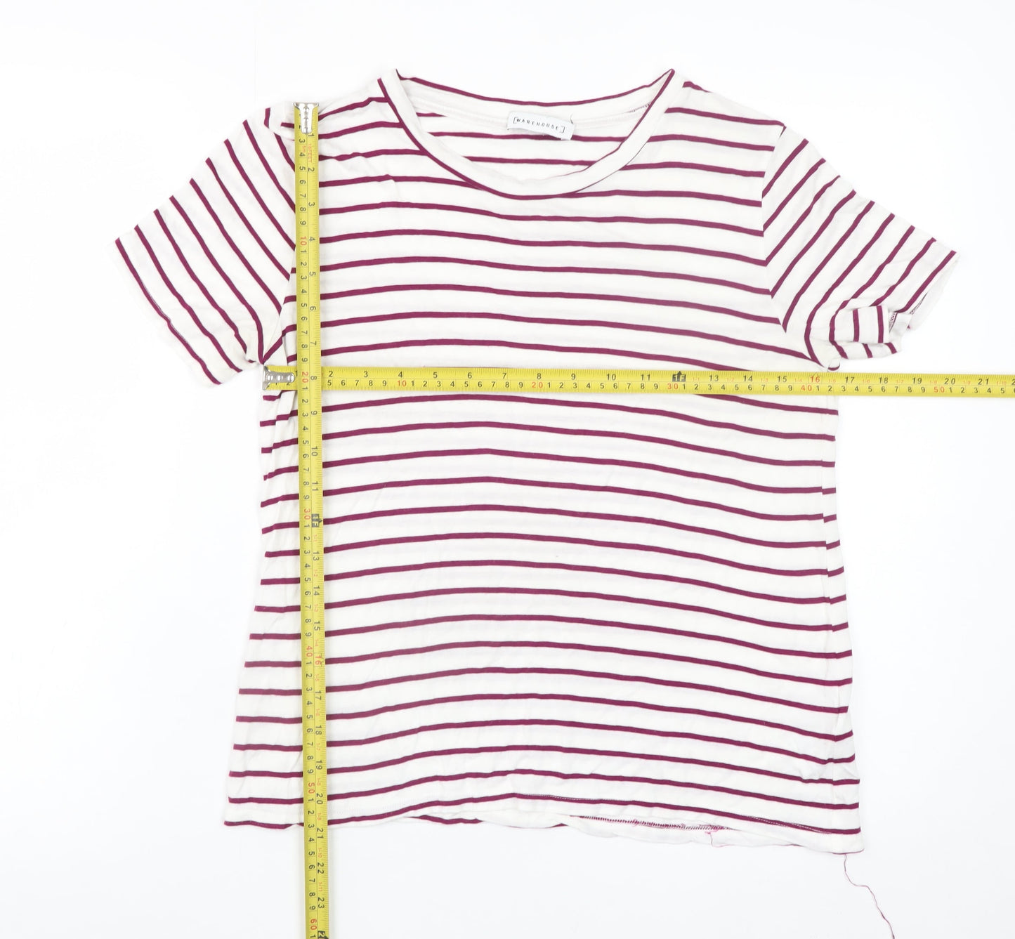 Womens UK Size 10 Warehouse White Basic T-Shirt