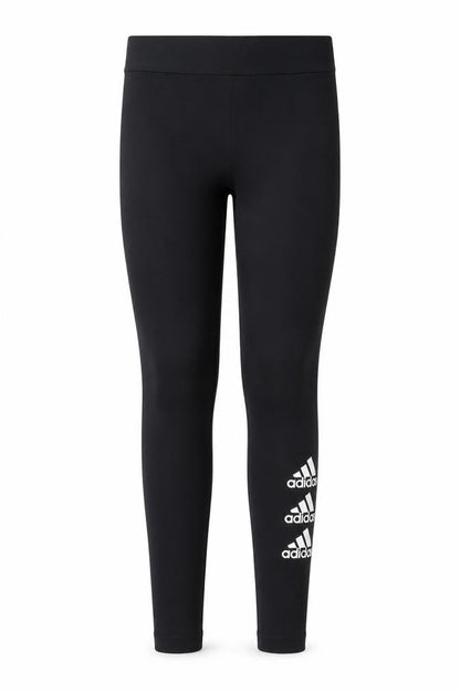 Front view of Adidas girls’ black 13-14 years ankle leggings stretch cotton blend