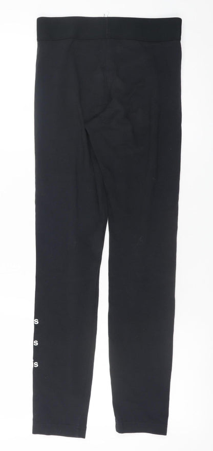 Adidas Girls Black 13-14 Years Ankle Leggings Stretch Cotton Blend