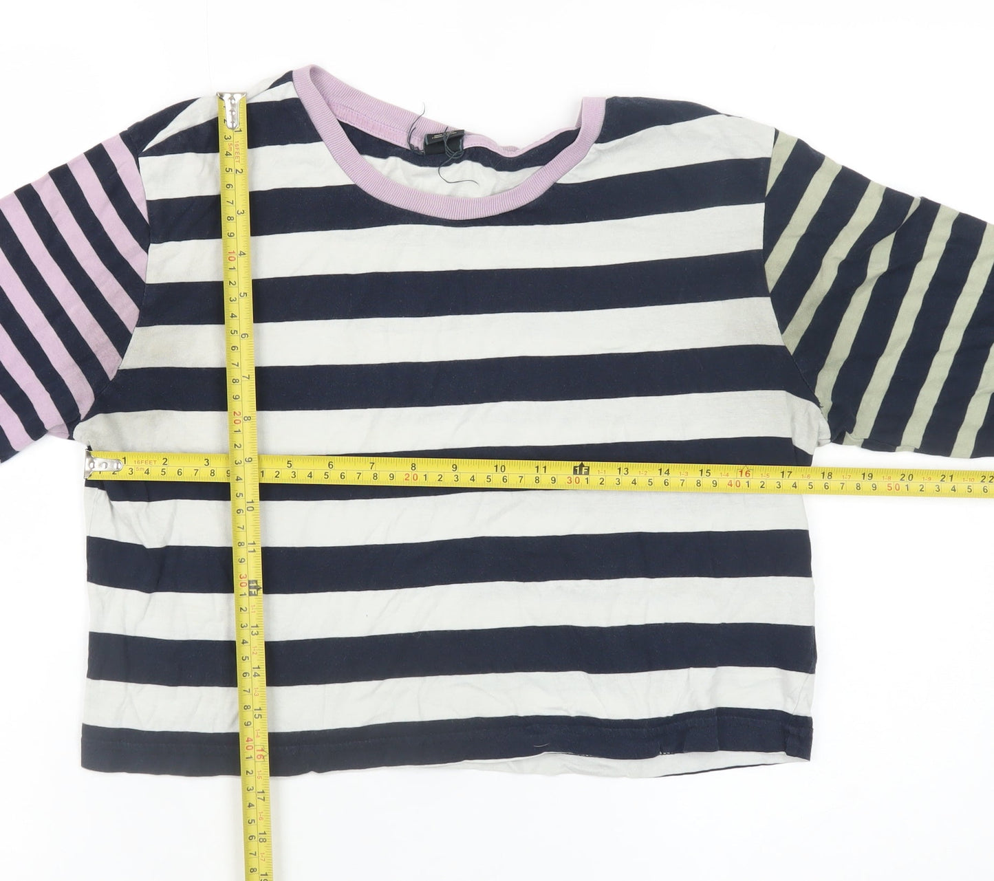 Womens UK Size M Urban Outfitters Multicoloured Cropped T-Shirt
