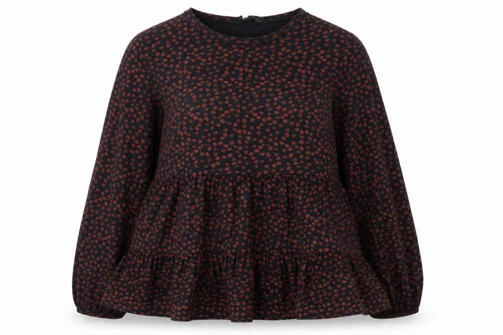New Look Women’s Black Animal Print Tunic Blouse Size 10 Long Sleeve