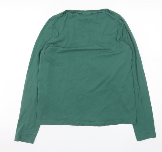 MNG Women's Green Long Sleeve Basic Cotton T-Shirt Size L