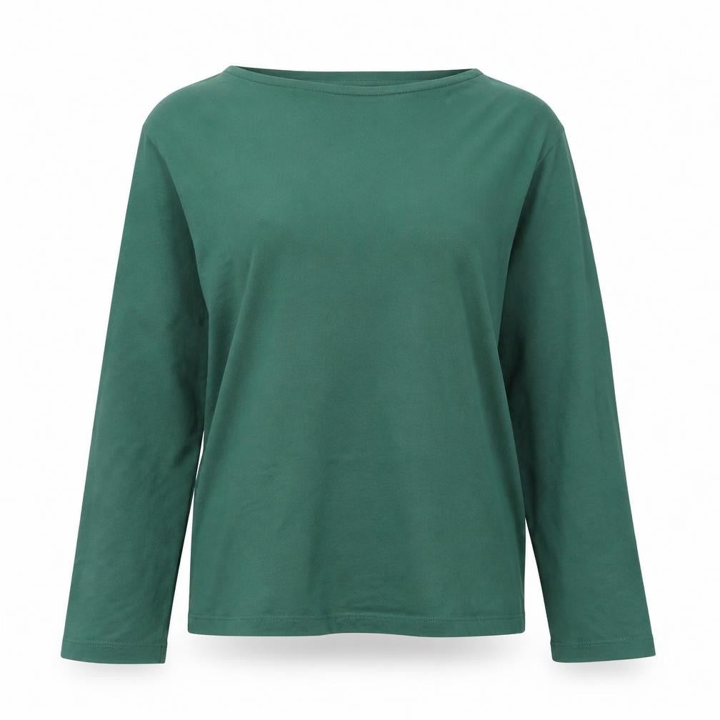 MNG Women's Green Long Sleeve Basic Cotton T-Shirt Size L