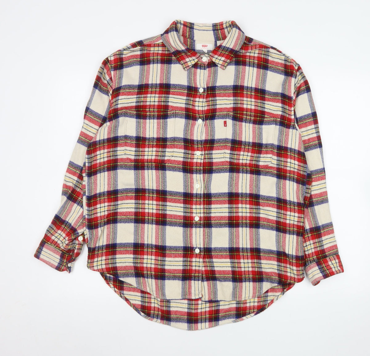 Levi's Men's Beige Check Flannel Button-Up Shirt Size M