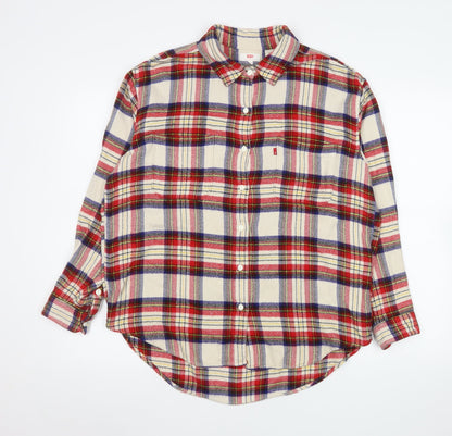 Levi's Men's Beige Check Flannel Button-Up Shirt Size M