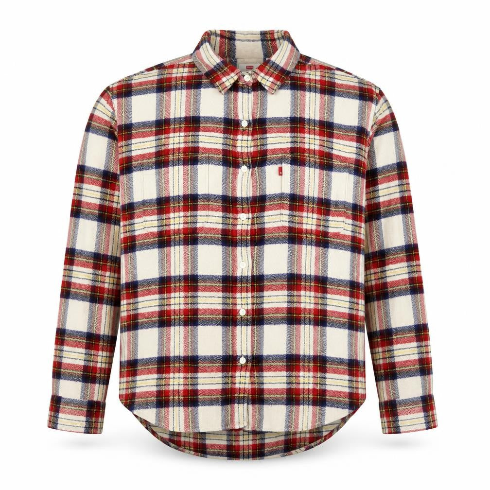 Levi's Men's Beige Check Flannel Button-Up Shirt Size M