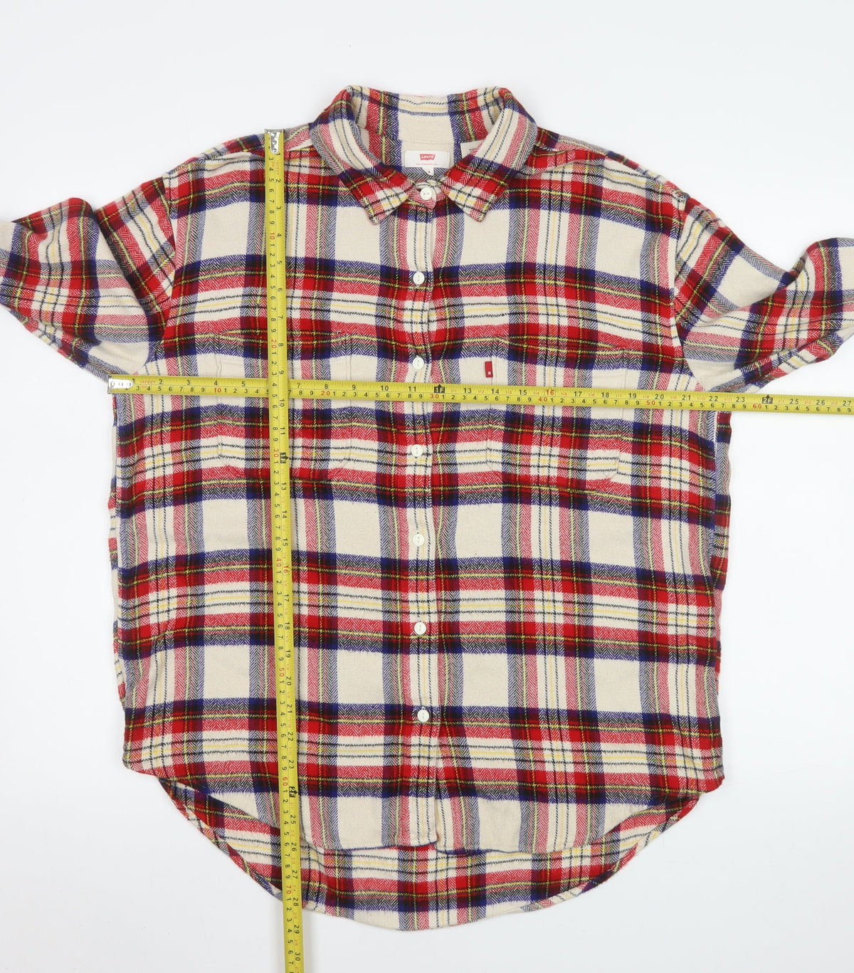 Levi's Men's Beige Check Flannel Button-Up Shirt Size M