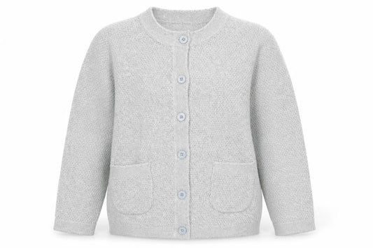Front view of Honor Millburn Women Grey Button Knit Cardigan, size 14-16