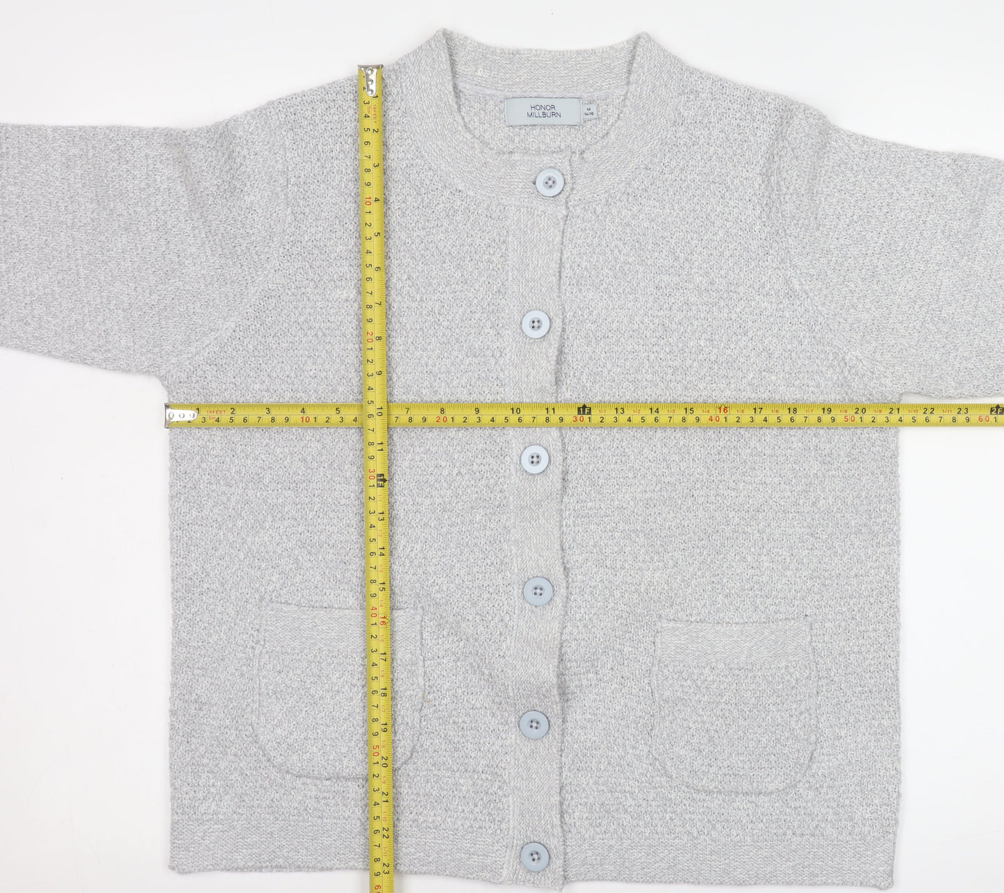Womens UK Size 14-16 Honor Millburn Grey Cardigan Jumper