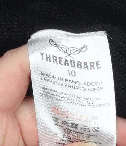 Womens UK Size 10 Threadbare Black Pullover Jumper