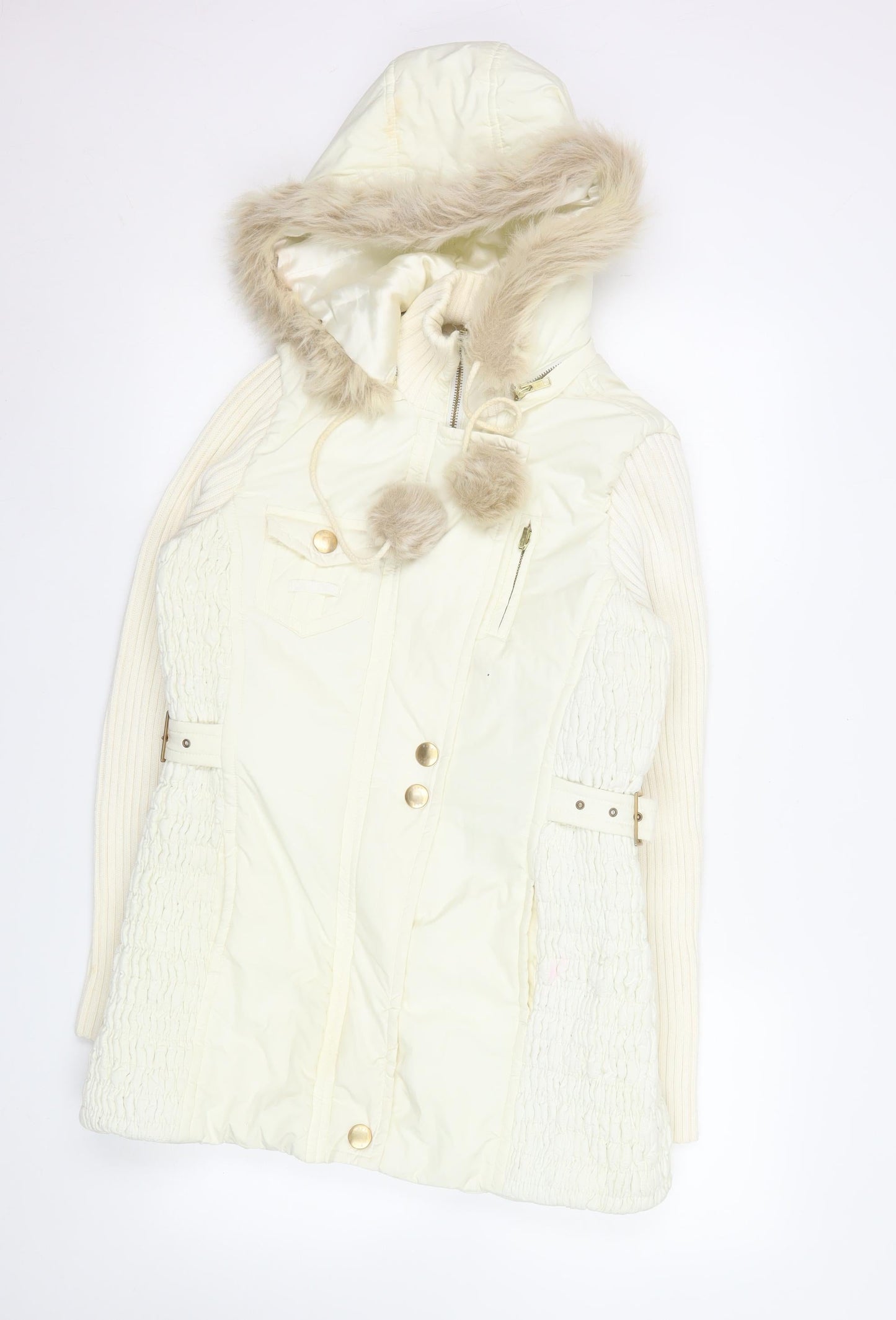 Womens UK Size 10 NEXT Ivory Parka Coat