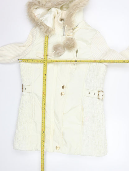 Womens UK Size 10 NEXT Ivory Parka Coat