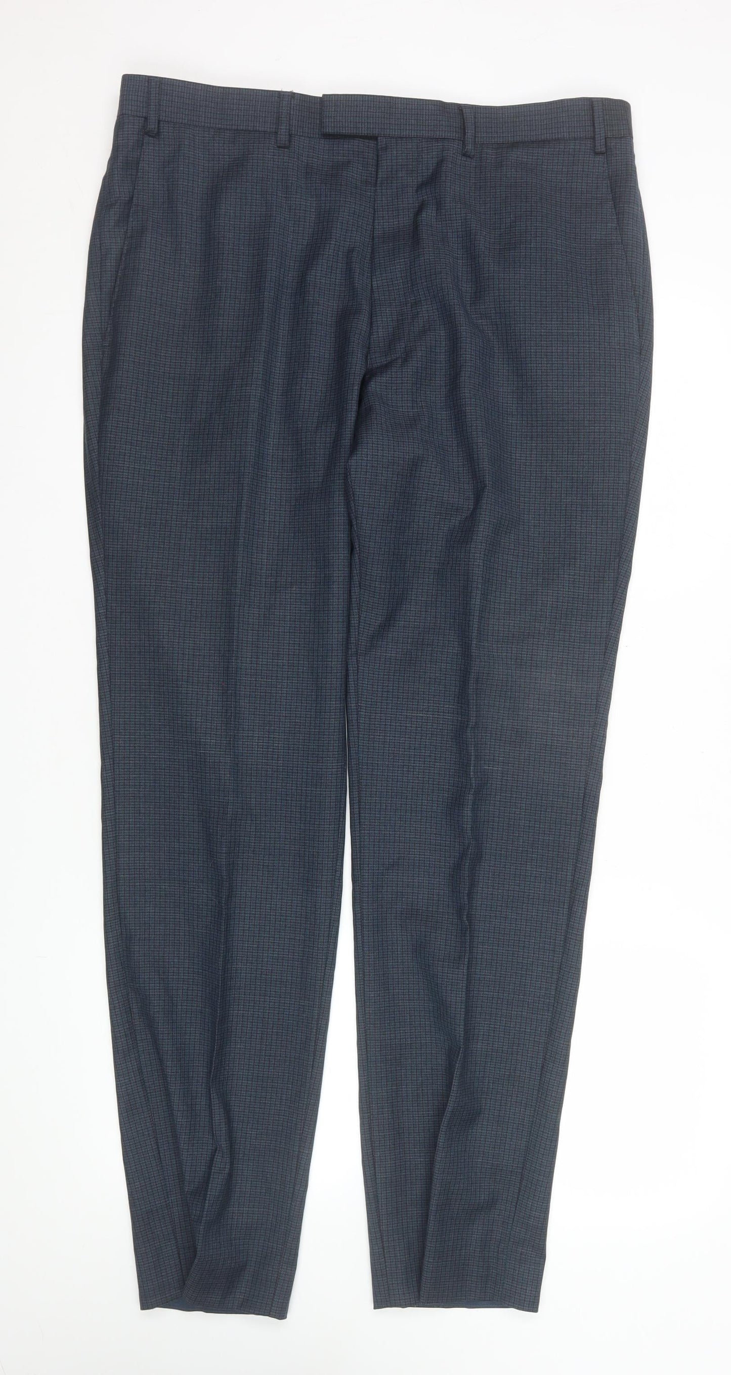 Mens UK Size L Kin by John Lewis Regular Fit Dress Pants Blue Trousers