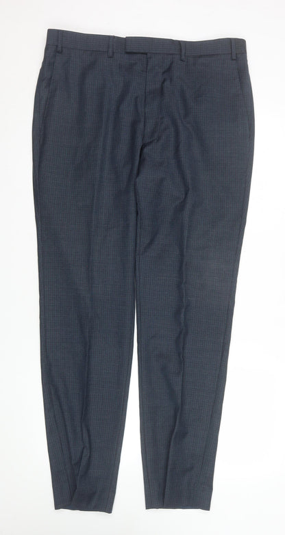 Mens UK Size L Kin by John Lewis Regular Fit Dress Pants Blue Trousers