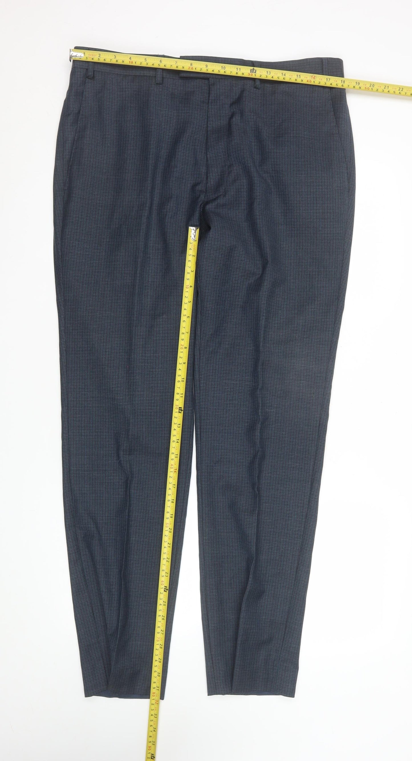 Mens UK Size L Kin by John Lewis Regular Fit Dress Pants Blue Trousers